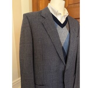 Eduardo DeSimone Brazilian Tweed Sport Coat Mens 44L‎ Navy Wool Blazer Jacket